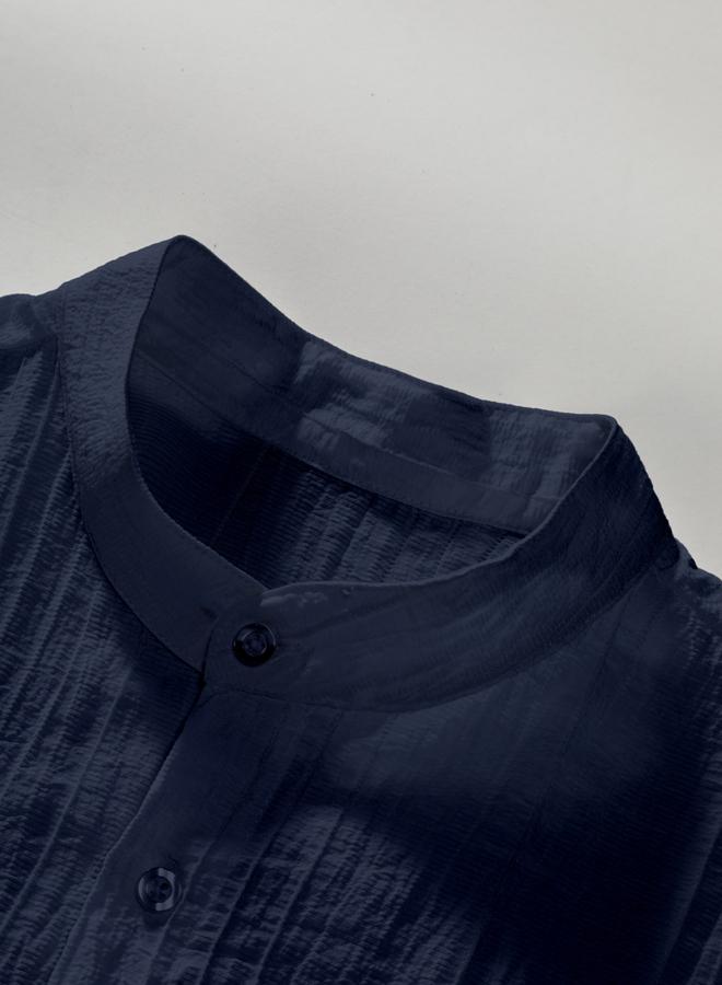 تايك تو قميص بياقة ماندارين ونسيج بارز - Image 3